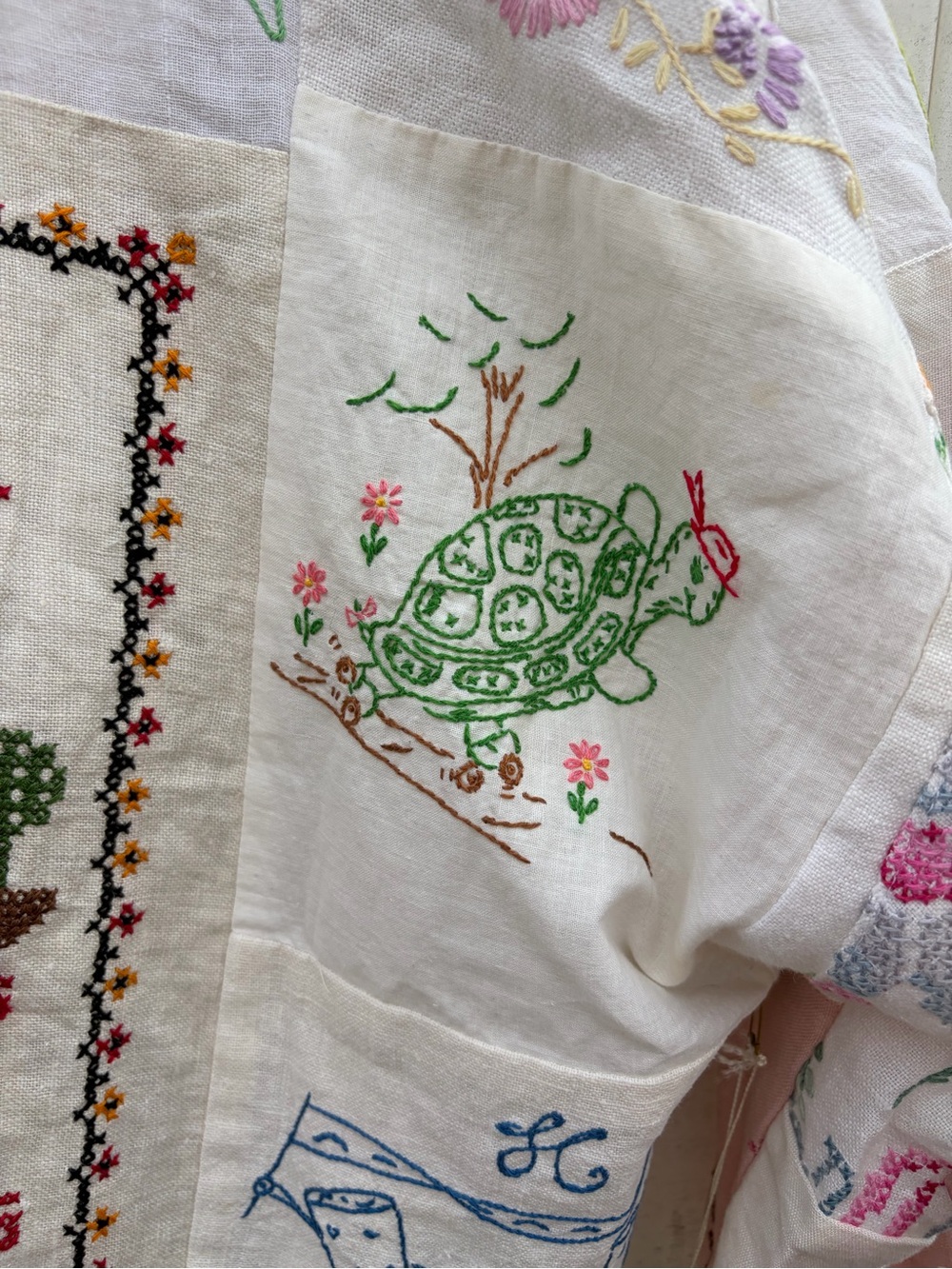 NWT Leeba Marks Dead Stock Vintage Tablecloth Hand Embroidered Blouse Cottage - Picture 15 of 15